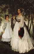 James Tissot The Two Sisters;Pprtrait France oil painting artist